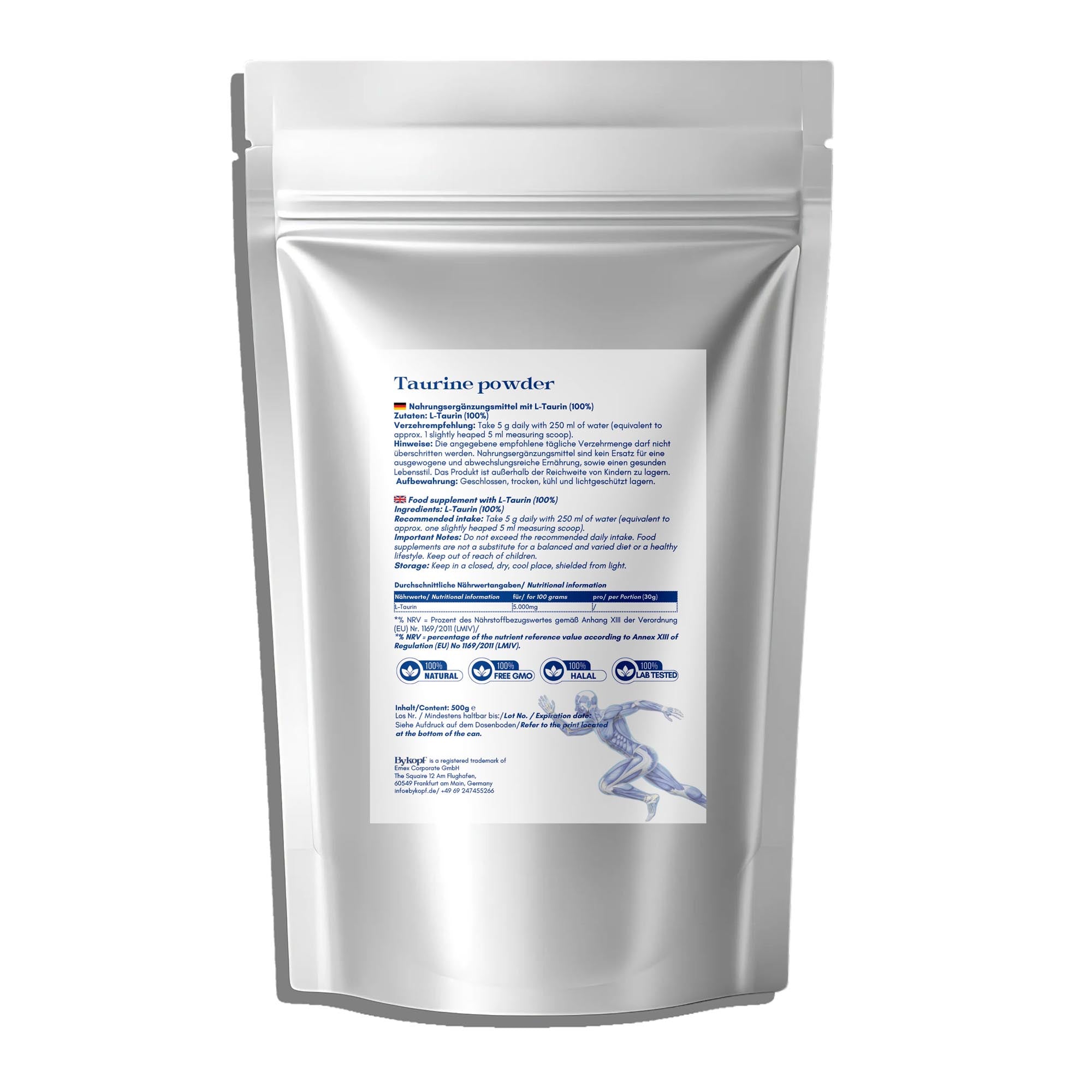 Taurin Pulver - 500g Doypack