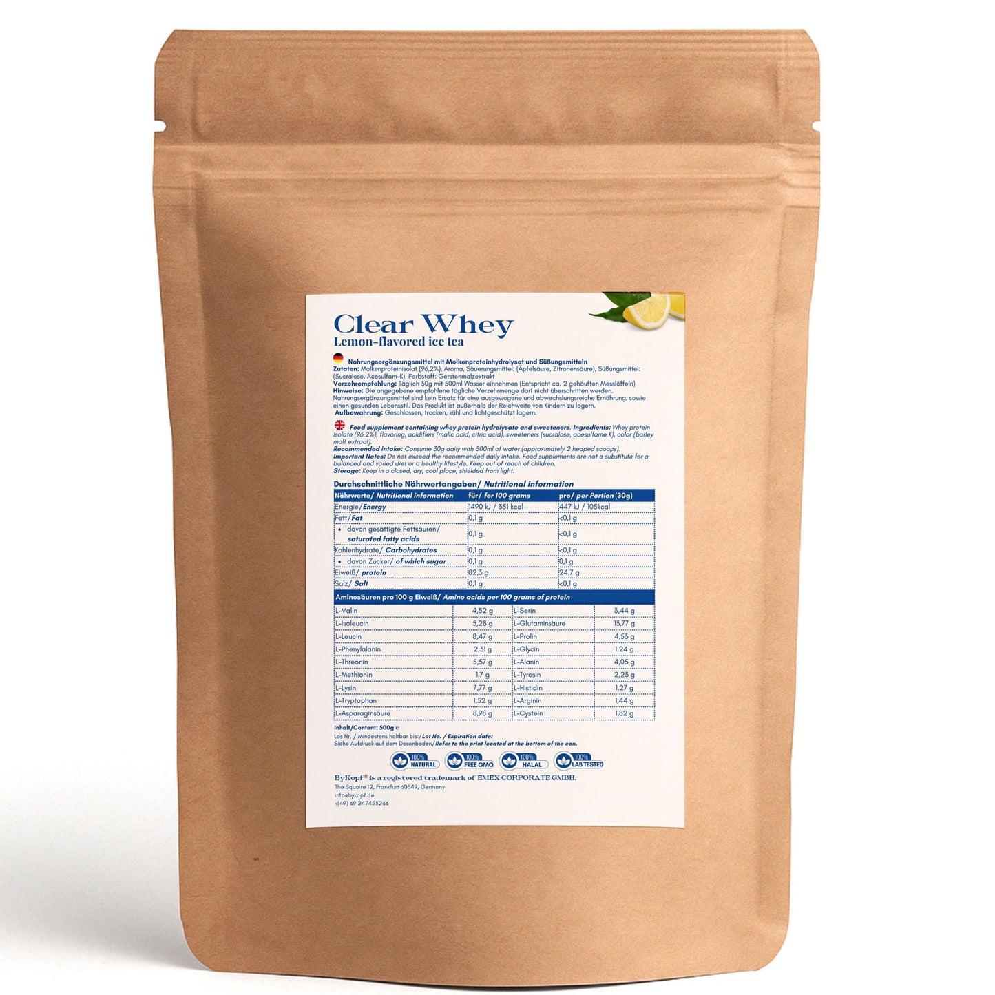 Clear Whey Protein Eistee Zitrone - 500g